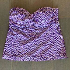 Massimo Purple & White Strapless Tankini Top